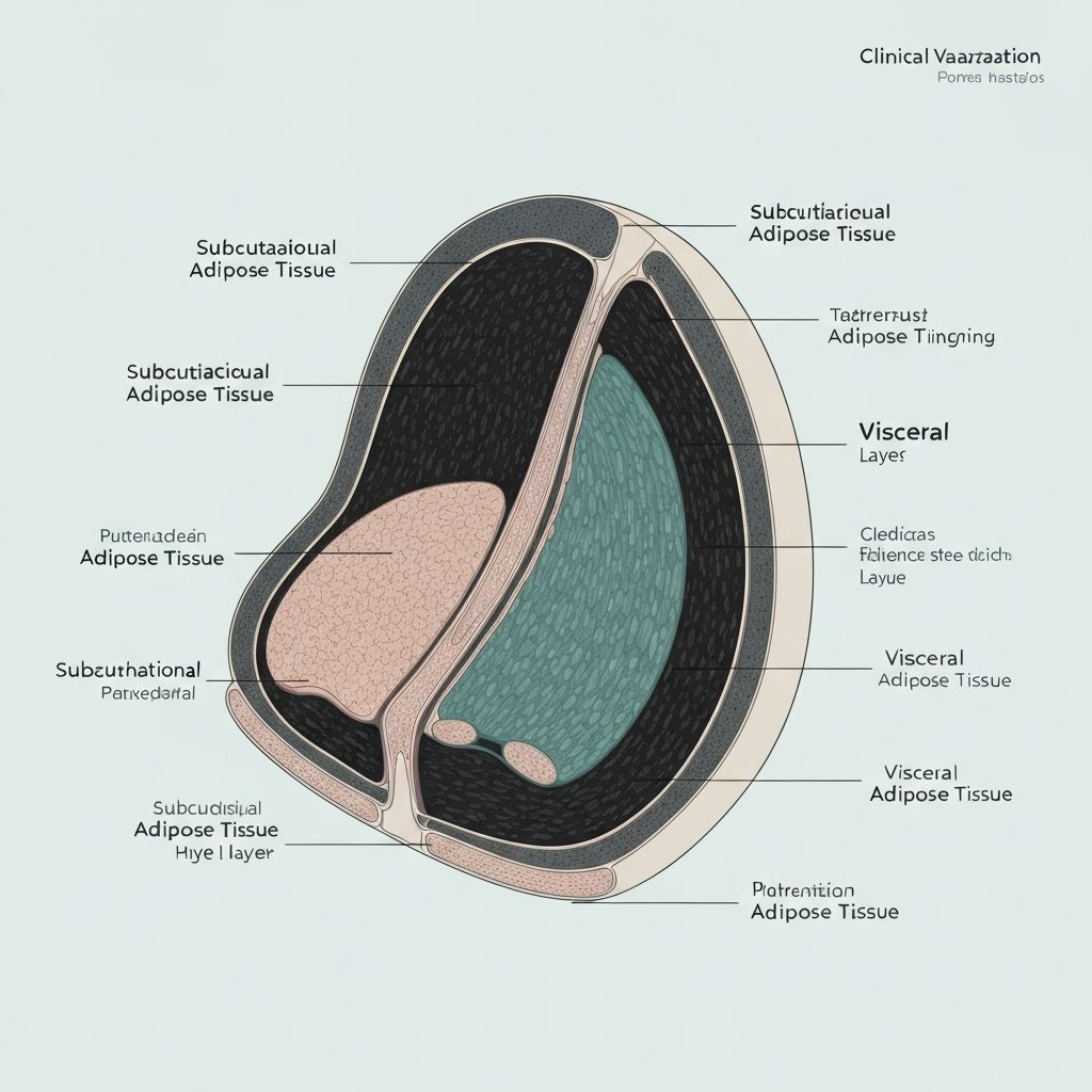 Cross-section diagram of subcutaneous and visceral adipose tissue